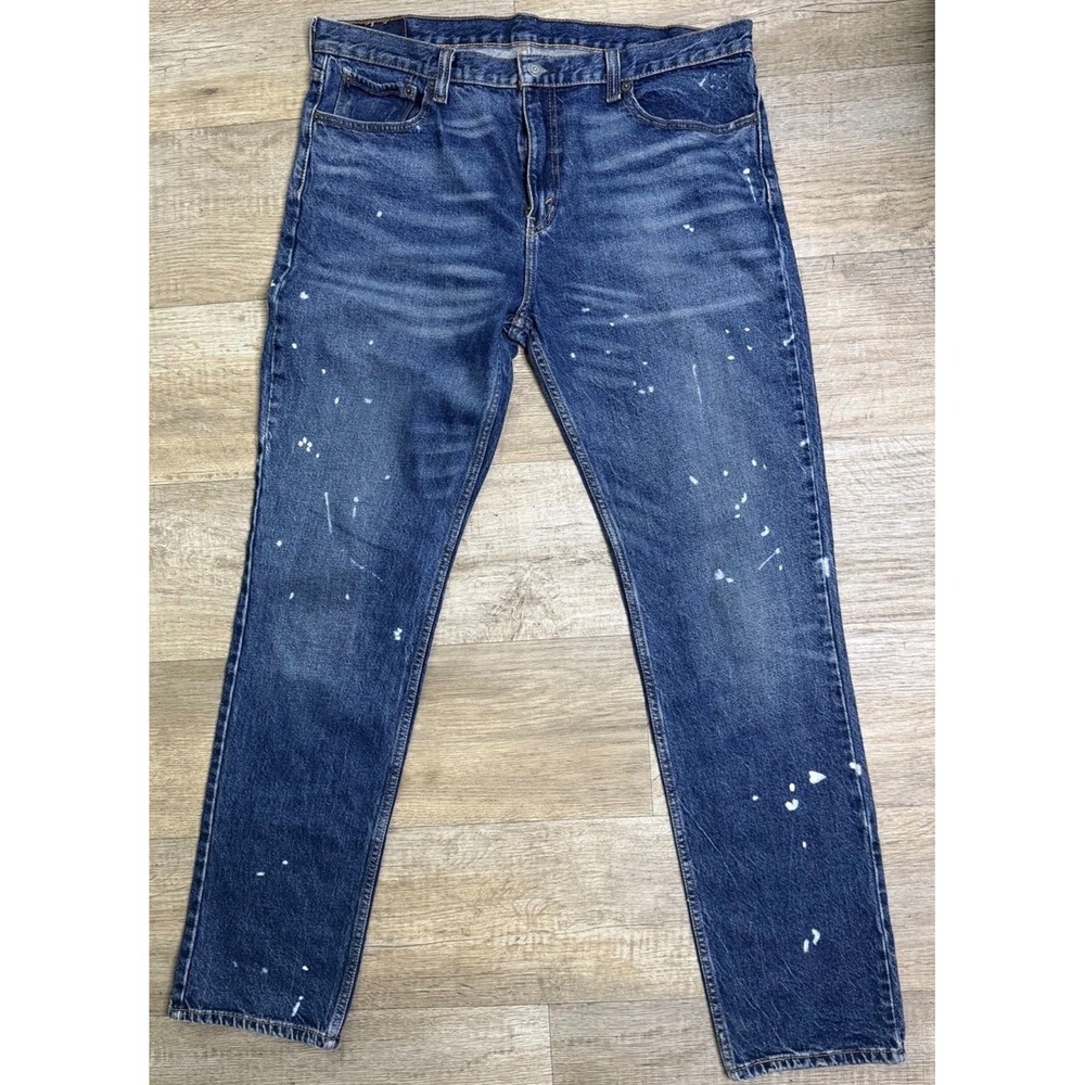 Levis 511 Slim Fit Jeans Mens 36x34 Dark Wash Paint Splatter Denim Blue